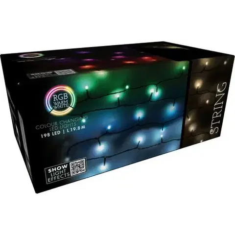 Vianočné dekorácie RGB Vianočná LED reťaz s diaľkovým ovládaním 198 LED, farebná, 19,8 m