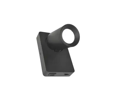 Svietidlá  Nástenné bodové svietidlo TAFT 1xGU10/30W/230V USB čierna 011177