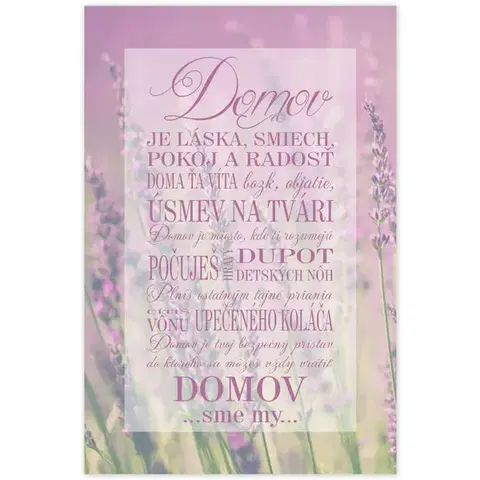 Obrazy s textom Obraz s rámom na stenu - Levandule