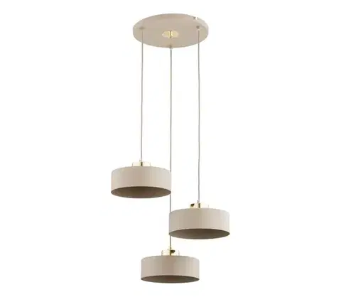 Svietidlá  Závesný luster SELIA 3xE27/15W/230V béžová/zlatá 62622