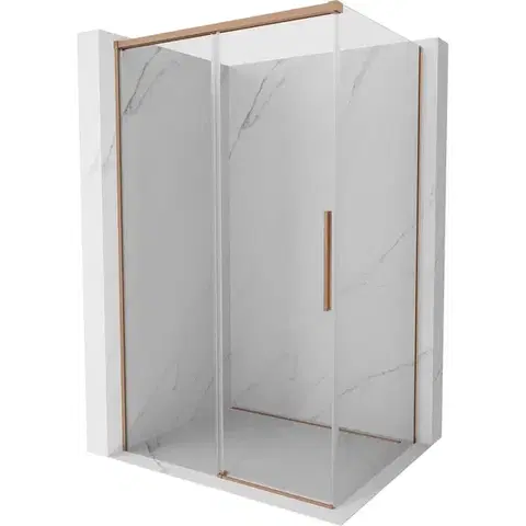 Sprchovacie kúty MEXEN/S - Rox sprchovací kút posuvný 125 x 120, transparent, meď kartáčovaná 8C2-125-120-65-00