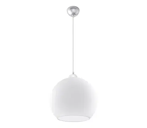 Svietidlá  SL.0256 - Luster na lanku BALL 1xE27/15W/230V pr. 30 cm biela/lesklý chróm SL.0256