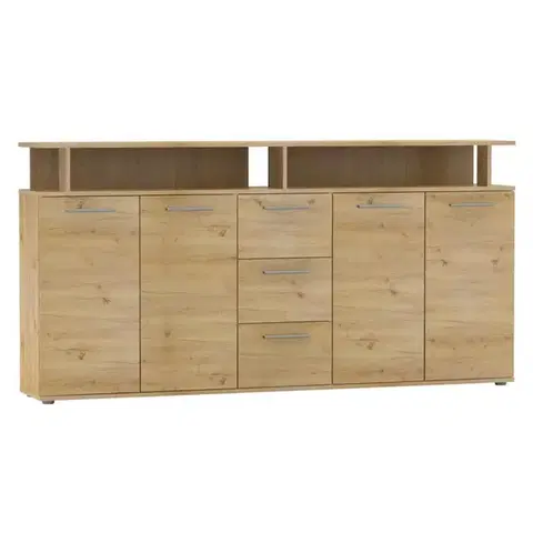 Komody KONDELA Albi štvordverová komoda so zásuvkami dub artisan