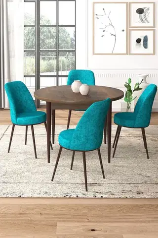 Jedálenské sety Dining Table & Chairs Set (5 Pieces) Tor - Baroque, Turquoise