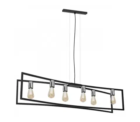 Svietidlá  Luster na lanku TUNJA 6xE27/60W/230V čierna/chróm 1763