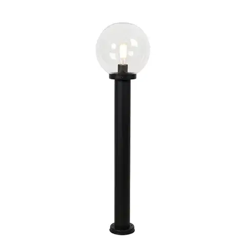 Vonkajšie svietidlá Stojaca vonkajšia lampa čierna s priehľadnou guľou 100 cm IP44 - Sfera
