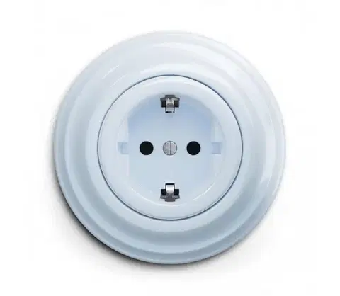 Predlžovacie káble lap - Retro domová zásuvka s rámčekom SCHUKO 230V/16A modrá KA0025+KA0108