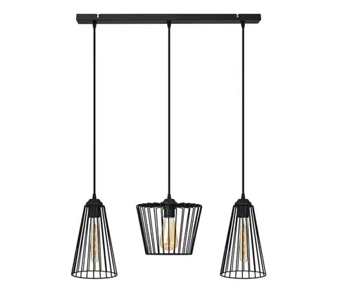 Svietidlá  Luster na lanku TORRI 3xE27/15W/230V čierna W-L 1344/3 BK-B MIX