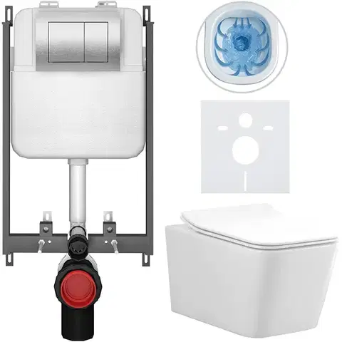 Záchody CERANO - Kompletný WC set Basic/Forte - biela lesklá - WC tlačidlo Maxio/Strieborná - na zamurovanie - 51x36 CER-8050BD86131
