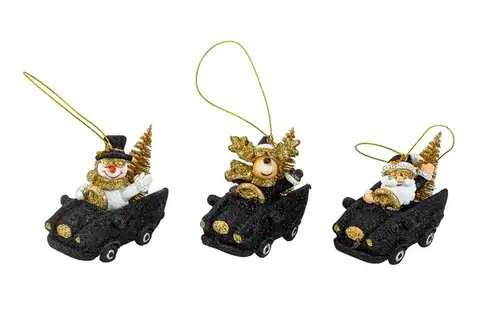 Vianočné dekorácie MAKRO - Figurka vianoná v aute 7x7,5cm rôzne motívy