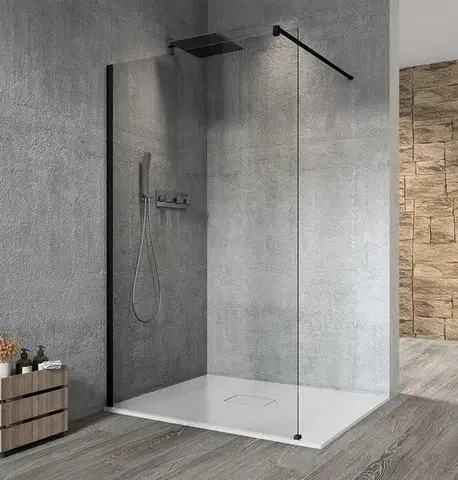 Sprchové dvere GELCO - VARIO BLACK jednodielna sprchová zástena na inštaláciu k stene, číre sklo, 800  GX1280GX1014