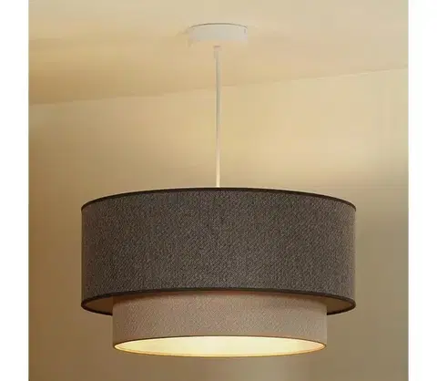 Svietidlá - Luster na lanku BOHO ECO RECYCLING 1xE27/15W/230V pr. 45 cm hnedá/krémová 603911