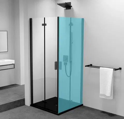 Sprchovacie kúty POLYSAN - ZOOM BLACK sprchové dvere skladacie 800 lavé, číre sklo ZL4815BL