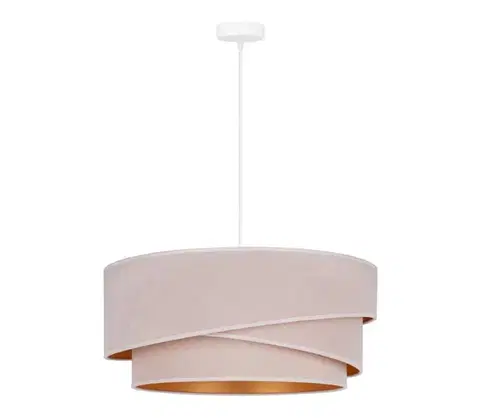 Svietidlá  - Luster na lanku KOBO 1xE27/15W/230V pr. 45 cm krémová/zlatá 600156