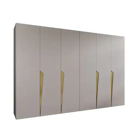 Šatníkové skrine Skriňa Piano 1-300 (2x150) kašmír/zlatá