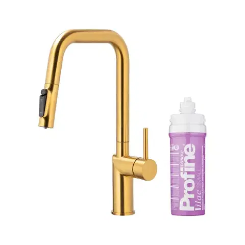 Kuchynské drezy KFA KFA - Batéria drezová DUERO PURE STYLE výsuvná s filtráciou brúsené zlato 6623-315-31