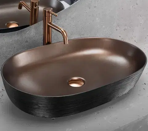 Umývadlá REA - Keramické umývadlo na dosku CLEO 61 Copper Bush / Black REA-U6383