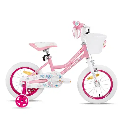 Bicykle Detský bicykel Joystar Angel 14" s košíkom a kolieskami • 91-119 cm svetlo ružová