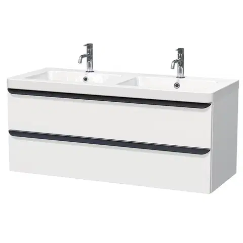 Kúpeľňový nábytok Kúpeľňová skrinka s umývadlom Naturel Pavia 120x53x49 cm biela mat čierna úchytka PAVIA3120ZCE PAVIA3120ZCE