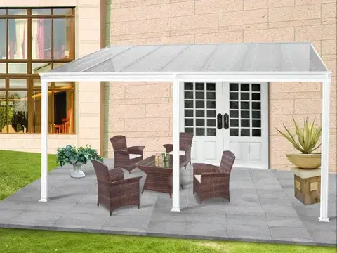 Záhradné pergoly Hliníková pergola 4,35x3 m WALL 43 biela Lanitplast