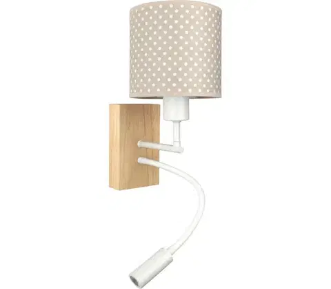 Svietidlá BRILAGI - LED Flex. lampa BOBO WOOD 1xE27/25W/230V + LED/3W dubová/biela/béžová/bodkovaná BG1565+BG5581