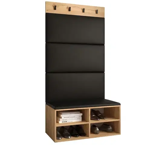Spálňové šatníkové skrine Predsieňový nábytok Miro dub craft panel čierna eco