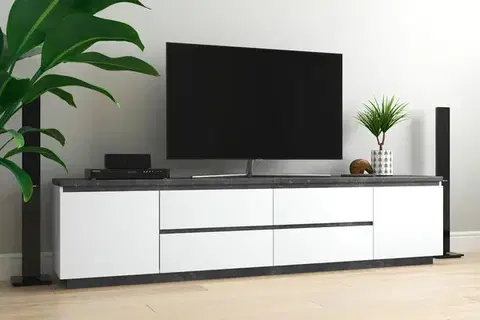 TV stolíky LUMIA televízny stolík, biela / tmavý betón