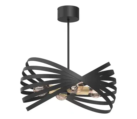 Svietidlá  Luster na tyči SPARKLE 4xE27/15W/230V čierna/zlatá 8974