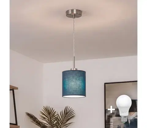 Svietidlá BRILAGI - LED závesný luster NUBILA na lane 1xE27/60W/230V pr. 14 cm tmavomodrý EG32515+BG1575