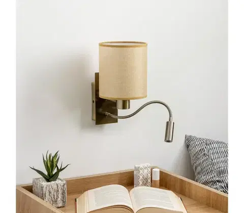 Svietidlá BRILAGI - LED Nástenná lampa NUBILA 1xE27/25W/230V+LED/3W mosadz/svetlohnedá BG1557+BG1584
