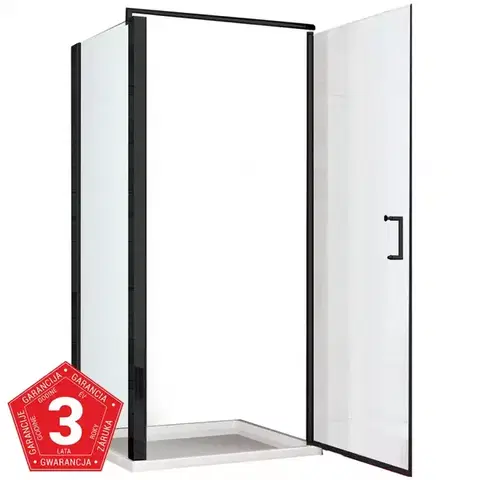 Sprchové kúty 90x90 Sprchový kút Atena 90x90x190 čierna profil