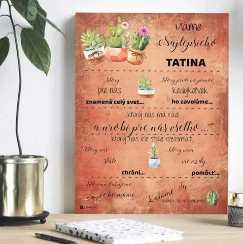 Tabuľky s venovaním (darčeky) Darček ku dňu otcov - Personalizovaná tabuľka z lásky od manželky a detí