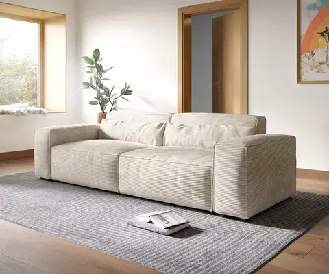 Veľké pohovky DELIFE Veľká pohovka Sirpio XL 270x130 cm manšester béžová