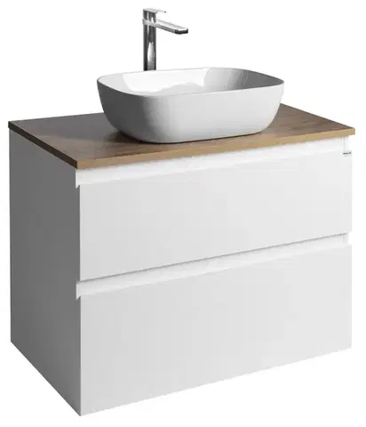Kúpeľňový nábytok AQUALINE - ALTAIR skrinka s doskou 78,5 cm, biela/dub emporio AI280-02