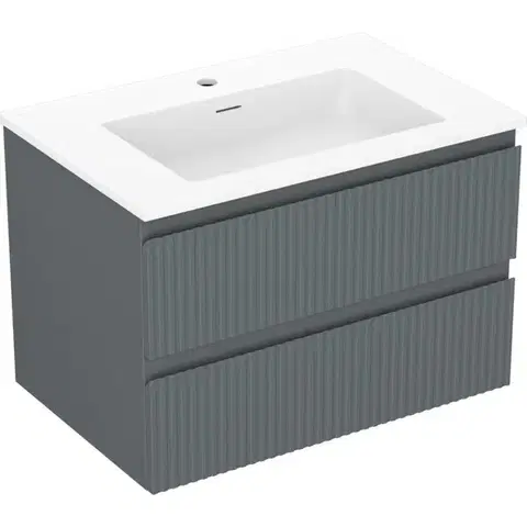 Kúpeľňový nábytok MEXEN/S - Rivel kúpeľňová skrinka 70 cm s umývadlom Otis, 2 zásuvky, reliéf, grafit mat/biela mat - 91A20-07047-2-BFF66-W18M0 91A20-07047-2-BFF66-W18M01