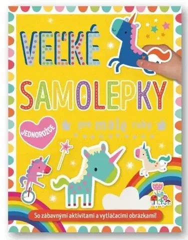 Nalepovačky, vystrihovačky, skladačky Jednorožce (žltá ) - Veľké samolepky pre malé ruky