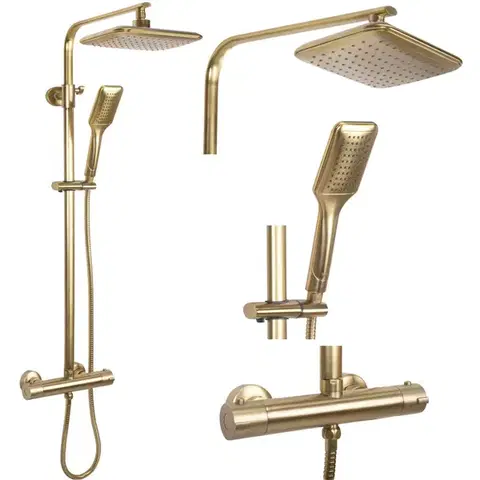 Sprchy a sprchové panely REA - Sprchová sada s termostatom TOM brush gold REA-P5004