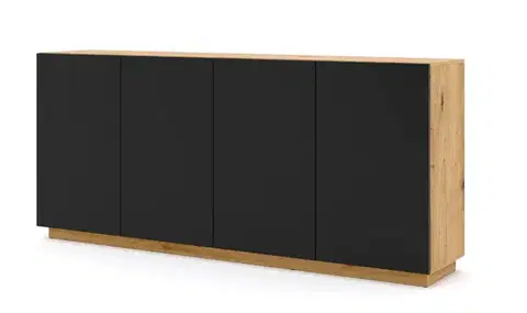 Komody ArtBm Komoda AURA 4D | dub artisan/čierny mat