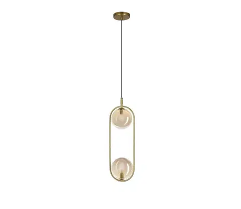 Svietidlá  Luster na lanku CORDEL 2xG9/28W/230V mosadz/dymová béžová 32-44105