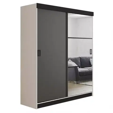 Spálňové šatníkové skrine Skriňa Retro 138 5L Biely / Dvierka grafit