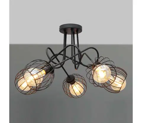 Svietidlá  Prisadený luster OXFORD 5xE27/15W/230V čierna W-2016/5+1388S BK