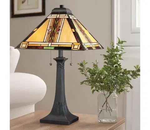 Lampy Elstead Quoizel QZ-NAVAJO-TL-VB - Stolná lampa Tiffany NAVAJO 2xE27/60W/230V QZ-NAVAJO-TL-VB