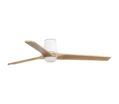 Ventilátory FARO Barcelona FARO 338381S-LED Stmievateľný látor HEYWOOD TUB L 10W/230V CCT priemer 132 cm drevo/biela + diaľkové ovládanie 338381S