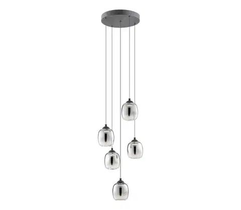 Svietidlá Redo 01-3488 -LED Stmievateľný luster na lanku KHADI 5xLED/5,2W/230V čierna/dymová 01-3488