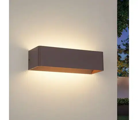 LED osvetlenie BRILAGI - LED vonkajšie nástenné svietidlo DONNANI LED/12W/230V 30 cm hnedé IP44 BRI765