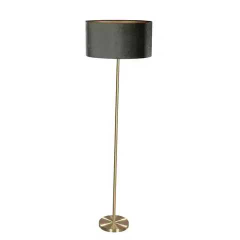 Stojace lampy Stojacia lampa mosadz s oválnym zamatovým tienidlom zelená 50 cm - Simplo