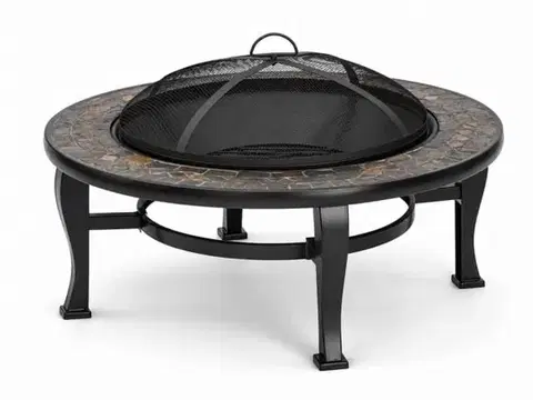 Ohniská GARDENKUS Ohnisko oceľové, kruhové, s obkladom, priemer 86 cm, GARDENKUS