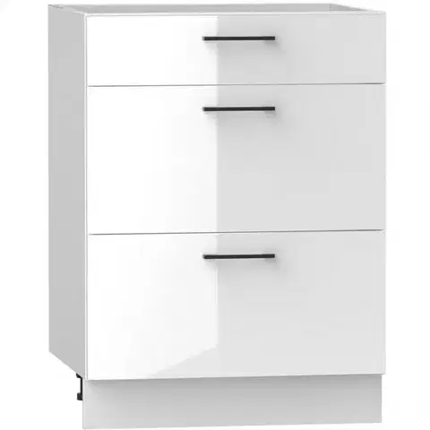 Kuchynské skrinky stojace Kuchynská skrinka Oscar D60s/3 biely lesk/biela