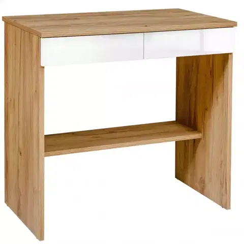 Písacie stoly Písací stôl Mini dub craft zlatá/biela
