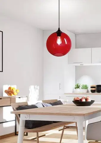 Stropná svetla Stropná lampa Edison s červenou sklenenou guľou